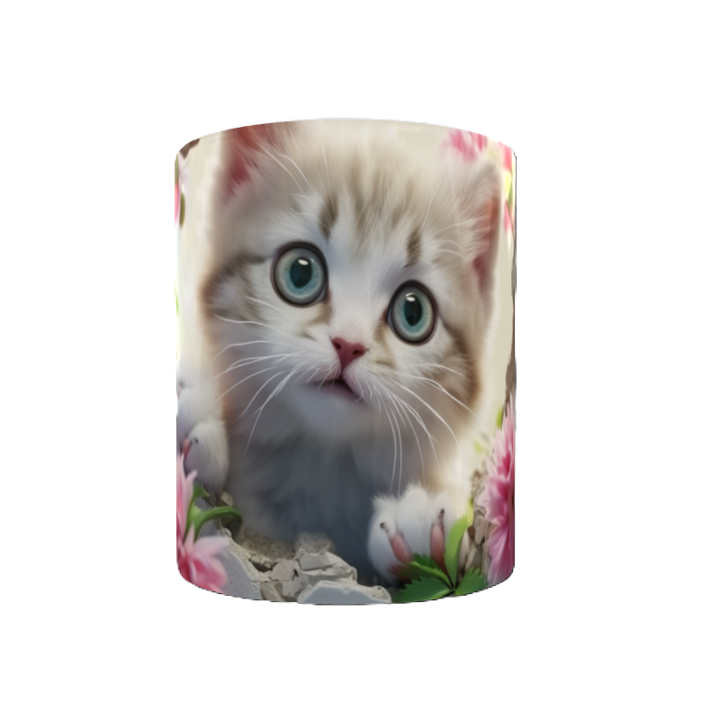 Mug  chaton blanc personnalisable