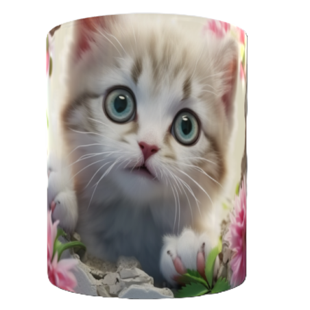 Mug  chaton blanc personnalisable