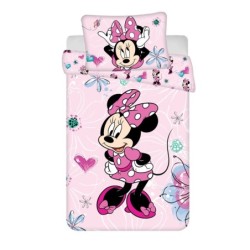 Housse de couette enfant Disney Minnie Fleurs 100×135cm, 40×60 cm