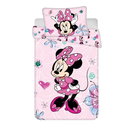 Housse de couette enfant Disney Minnie Fleurs 100×135cm, 40×60 cm