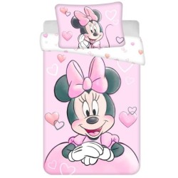 Parure de lit enfant Disney Minnie rose poudré 100×135 cm, 40×60 cm