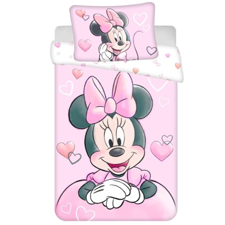 Parure de lit enfant Disney Minnie rose poudré 100×135 cm, 40×60 cm