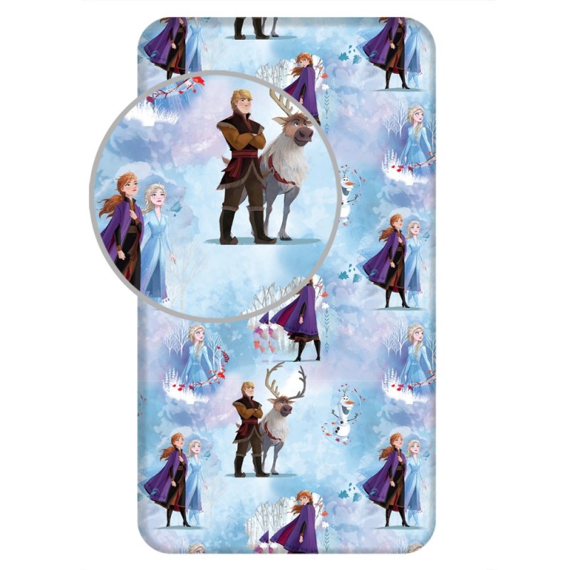 Drap housse Disney Frozen Bleu Hiver 90x200 cm
