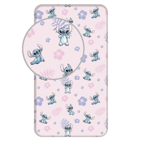 Drap housse Disney Lilo et Stitch Rose 90x200 cm