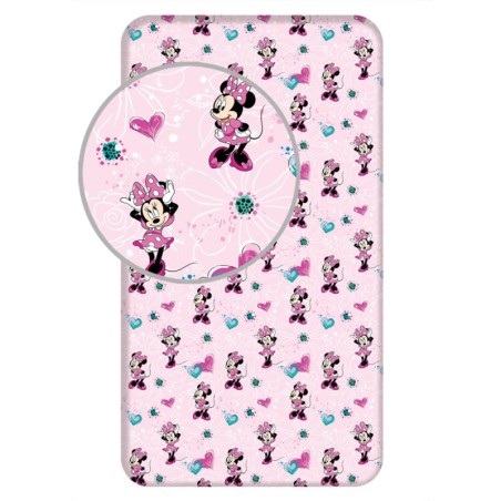 Drap housse élastique Disney Minnie Flowers 90x200 cm