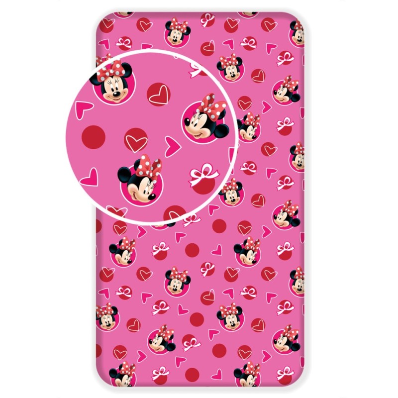 Drap housse Disney Minnie  coeurs 90x200 cm