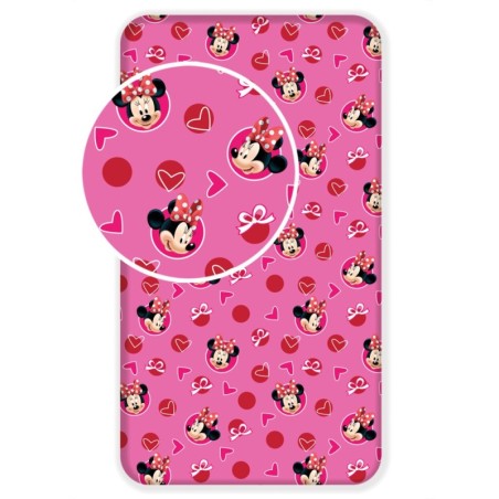 Drap housse Disney Minnie  coeurs 90x200 cm